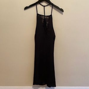 Silky black slip dress